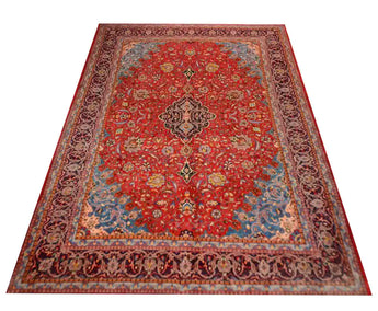 Heriz Sarouq Rood 5333 Kleden rug featuring intricate geometric patterns and rich colors, woven with traditional craftsmanship.