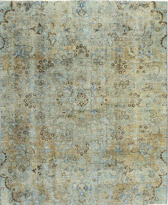 Handwoven modern vintage Heriz rug, 216x175 cm, featuring intricate geometric patterns and rich earthy tones.