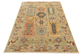 Handwoven Heriz tribal rug, 186x123 cm, featuring intricate traditional patterns in vibrant colors, suitable for ethnic-inspired decor.
