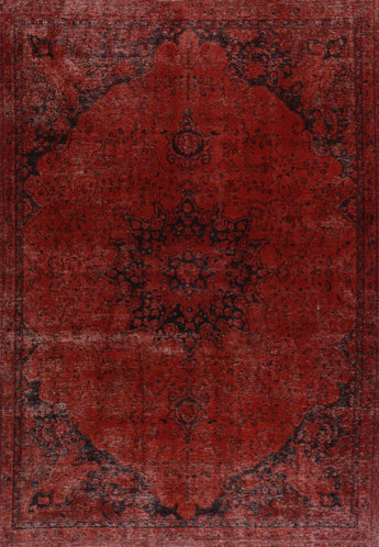 Handwoven modern vintage Heriz rug, 308x213 cm, featuring intricate geometric patterns and warm earthy tones.