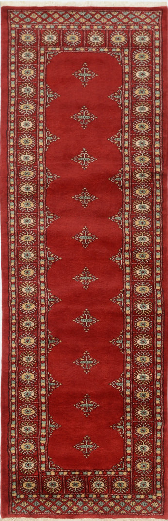 Heriz Bokhara 64573 woven rug with intricate geometric patterns, showcasing traditional craftsmanship and rich, warm colors.