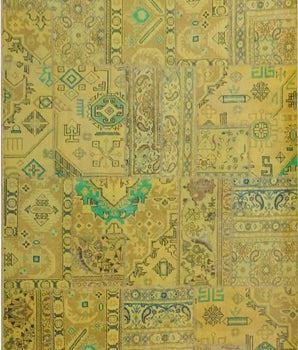 Heriz hand-knotted modern patchwork rug, 240x170 cm, featuring vibrant, intricate designs in a contemporary style.