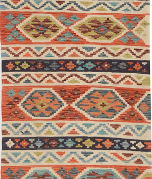 Handgeweven oosters Kelim Chobi 302x83 cm